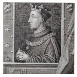 Azulejo De Cerámica Enrique V (1387-1422), después de una pintura en