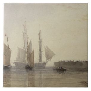 Azulejo De Cerámica Entrada al puerto de Calais, 1829 (w/c, pluma y