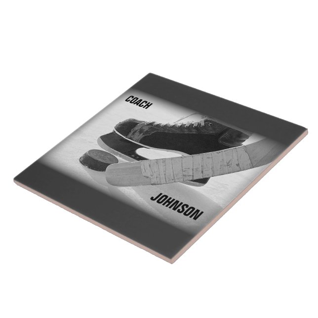 Azulejo De Cerámica Entrenador de hockey sobre hielo gracias (Lado)