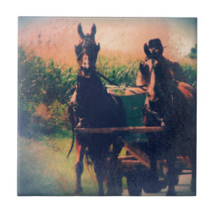 Azulejo De Cerámica Equipo de caballos de Amish