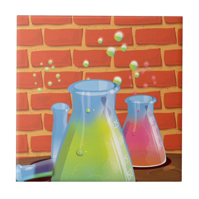 Azulejo De Cerámica Equipo de ciencia de vidrio personalizado en un ba (Frente)