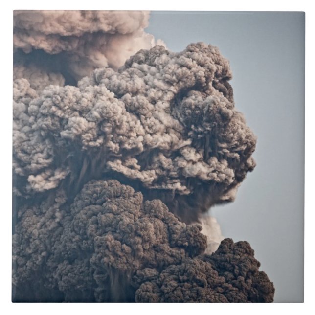 Azulejo De Cerámica Erupción volcánica de Eyjafjalljokull (Frente)