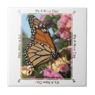 Azulejo De Cerámica Es un nuevo día (mariposa monarca)