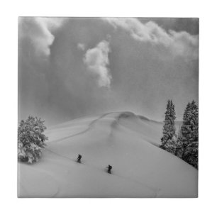 Azulejo De Cerámica Escaladores de esquí de fondo en polvo fresco