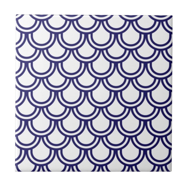 Azulejo De Cerámica Escalas de peces azules (Frente)
