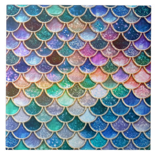 Azulejo De Cerámica Escalas summerly multicoloras de la sirena del