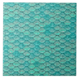 Azulejo De Cerámica Escamas de sirena patrón de mar verde océano