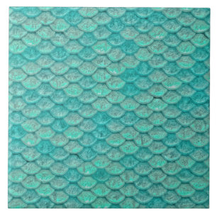 Azulejo De Cerámica Escamas de sirena patrón de mar verde océano