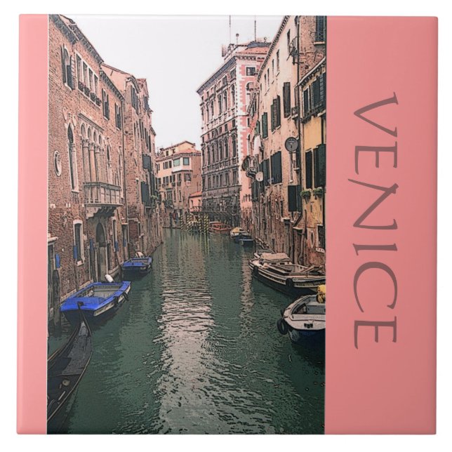 AZULEJO DE CERÁMICA ESCENA DE TILE/TRIVET/CANAL VENECIANO (Frente)