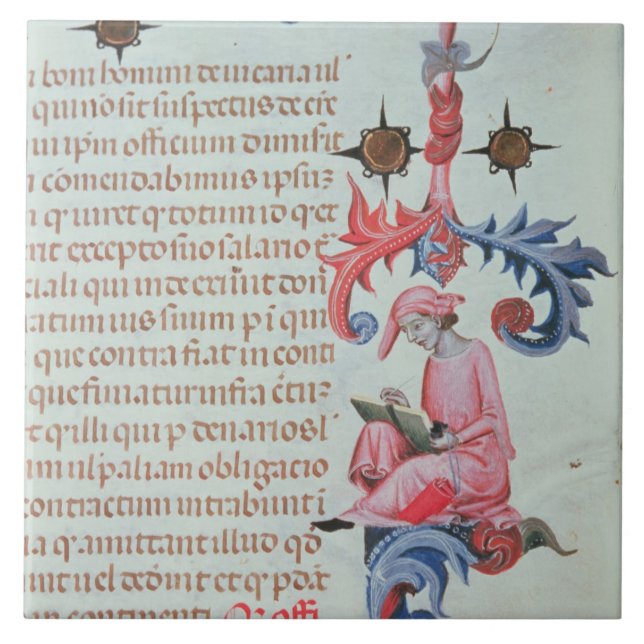 Azulejo De Cerámica Escribano o cronista, posiblemente un autorretrato (Frente)