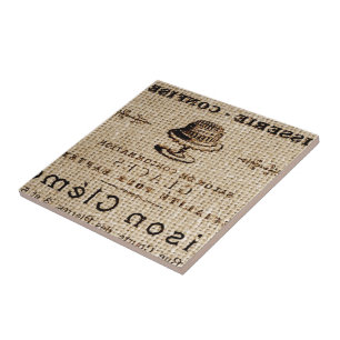 Azulejo De Cerámica escritura burlap shabby chic pastel de país francé