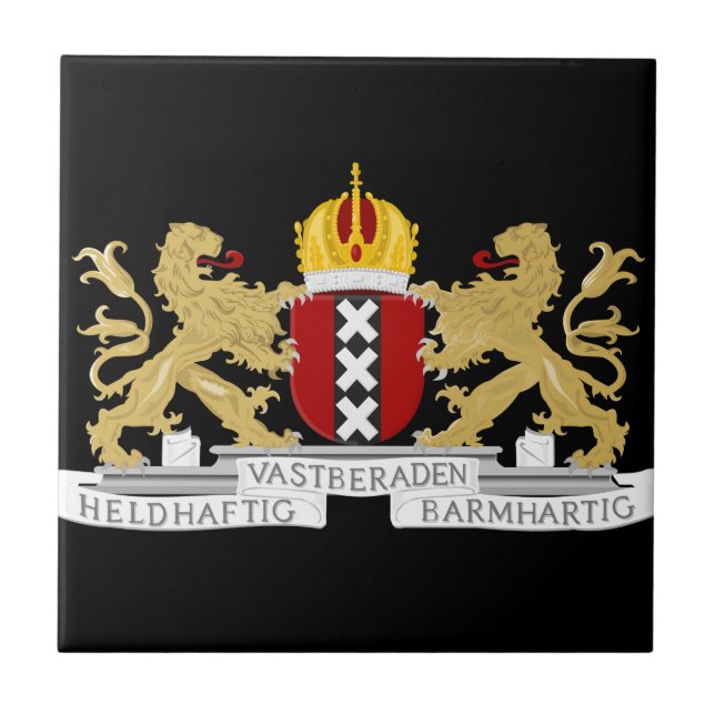 Azulejo De Cerámica Escudo de armas de Amsterdam (Frente)