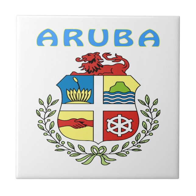 Azulejo De Cerámica Escudo de armas de Aruba (Frente)