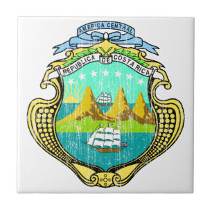 Azulejo De Cerámica Escudo de armas de Costa Rica