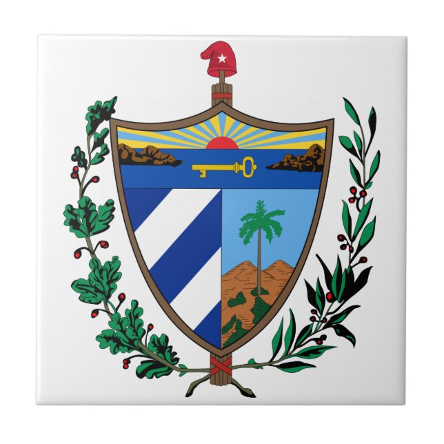 Azulejo De Cerámica Escudo de armas de Cuba (Frente)