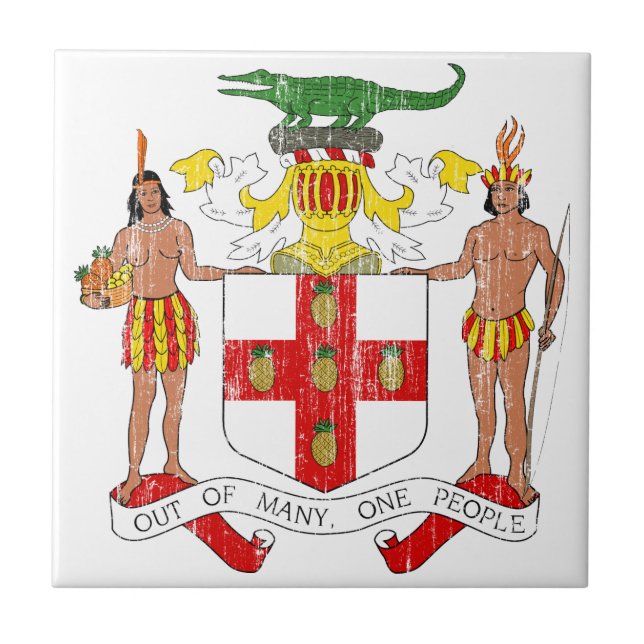Azulejo De Cerámica Escudo de armas de Jamaica (Frente)