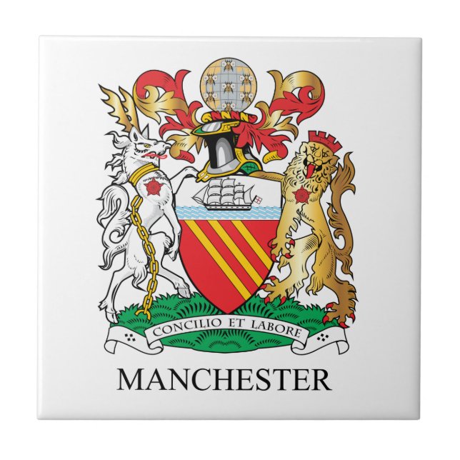 Azulejo De Cerámica Escudo de armas de Manchester (Frente)