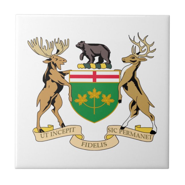 Azulejo De Cerámica Escudo de armas de Ontario (Canadá) (Frente)