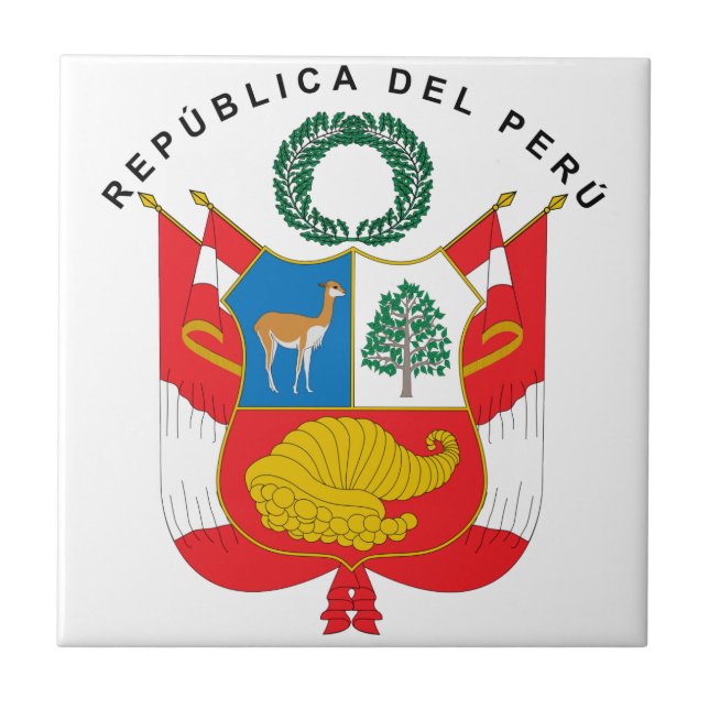 Azulejo De Cerámica Escudo de armas de Perú (Frente)