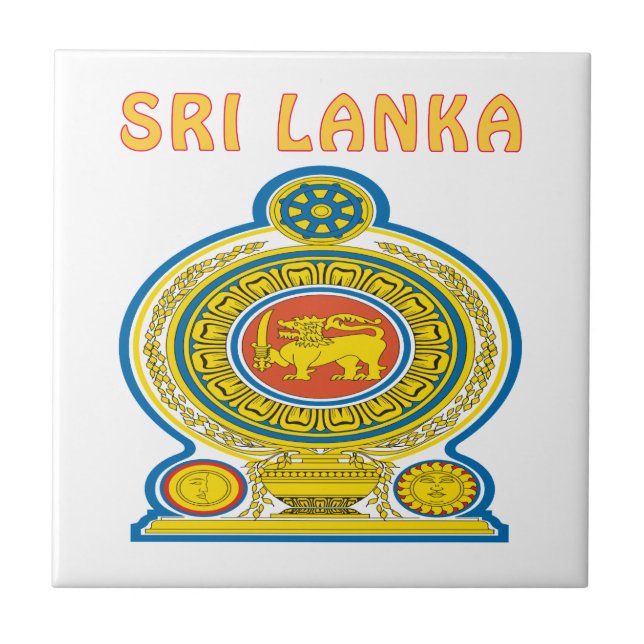 Azulejo De Cerámica Escudo de armas de SRI LANKA (Frente)