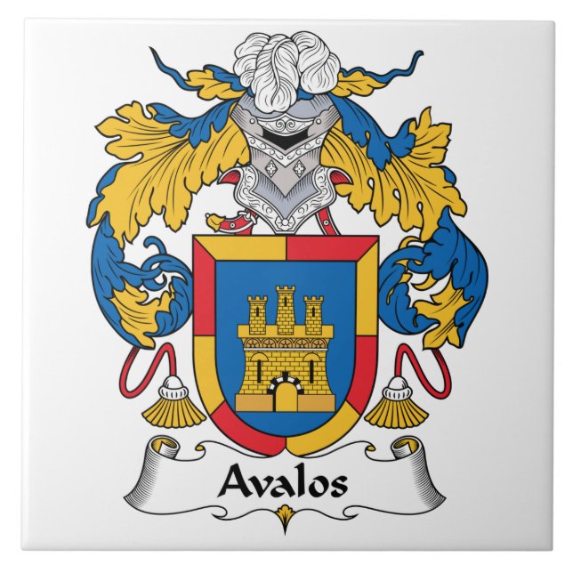 Azulejo De Cerámica Escudo de la familia de Avalos (Frente)