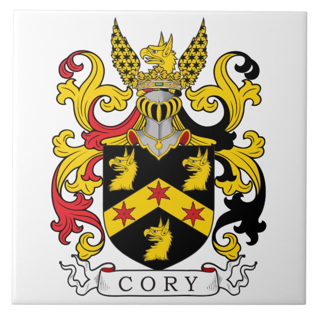 Azulejo De Cerámica Escudo de la familia de Cory (irlandés) (Frente)