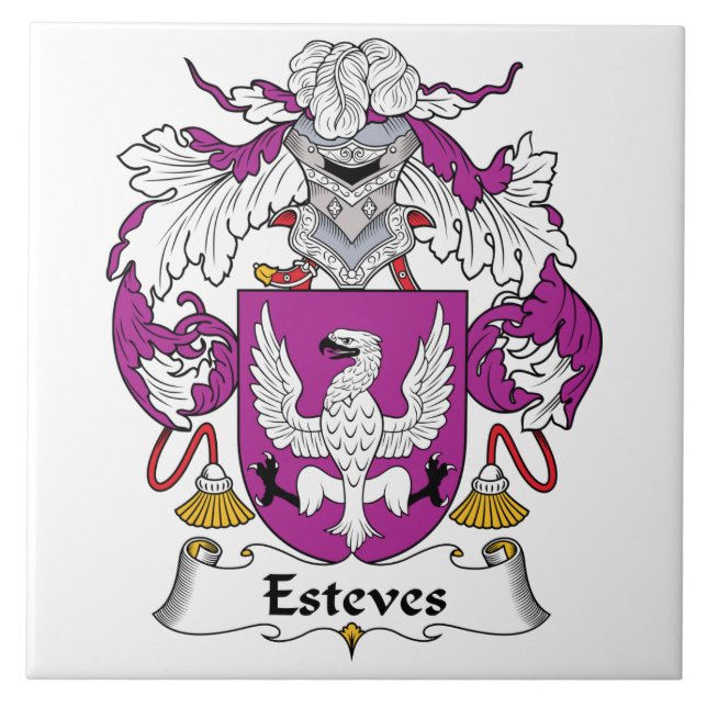Azulejo De Cerámica Escudo de la familia de Esteves (Frente)