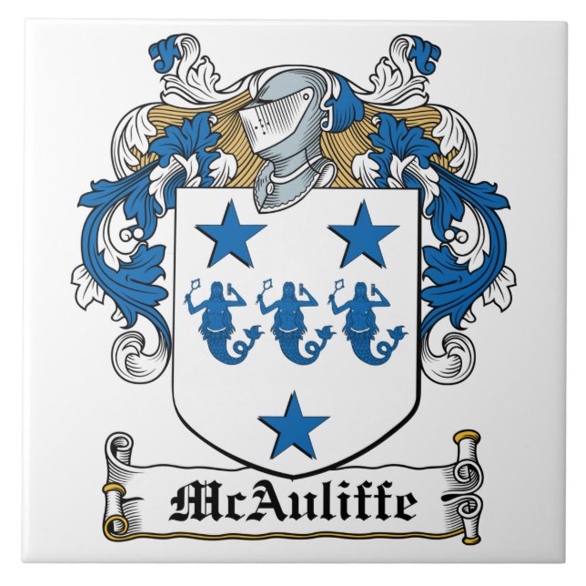 Azulejo De Cerámica Escudo de la familia de McAuliffe (Frente)