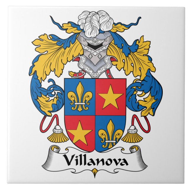 Azulejo De Cerámica Escudo de la familia de Villanova (Frente)