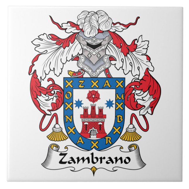 Azulejo De Cerámica Escudo de la familia de Zambrano (Frente)
