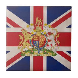 Azulejo De Cerámica Escudo real de Union Jack.