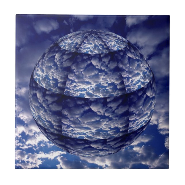 Azulejo De Cerámica Esfera 3D de nube abstracta (Frente)