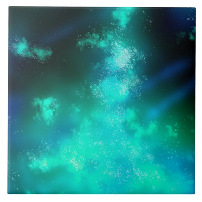 Azulejo de cerámica esmeralda de cielo nocturno (Frente)