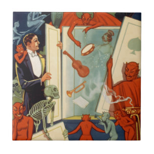 Azulejo De Cerámica Espectáculo de magia del mago vintage Carter el Gr