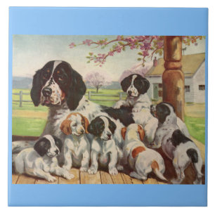 Azulejo De Cerámica espías espanista madre y cachorros