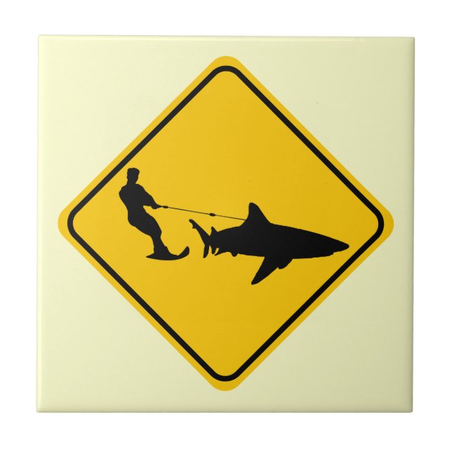 Azulejo De Cerámica Esquí del tiburón (Frente)