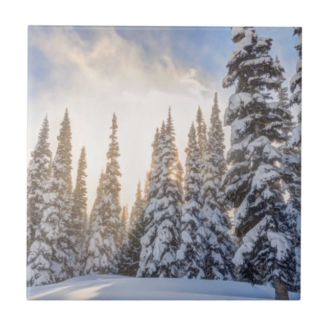 Azulejo De Cerámica Estación de esquí Crystal Mountain, cerca del mont (Frente)