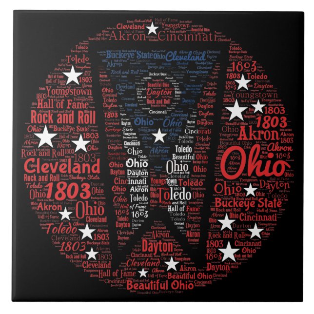 Azulejo De Cerámica Estado de Ohio Word Art (6"X6") Tile de fotografía (Frente)