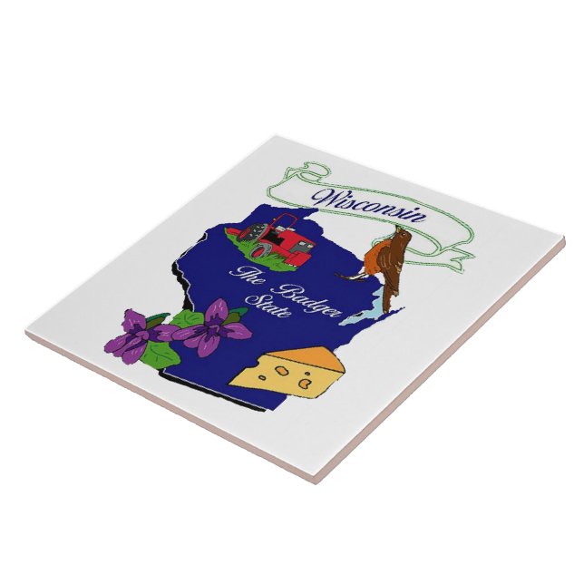 Azulejo De Cerámica Estado de Wisconsin (Lado)