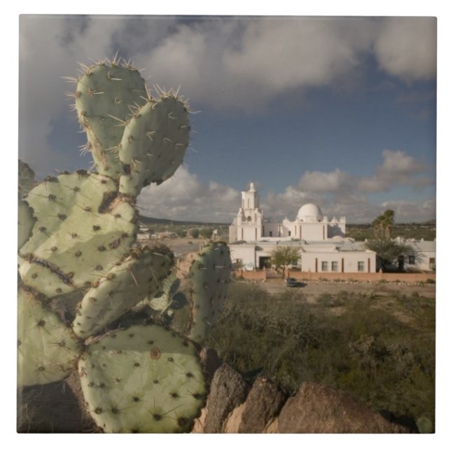 Azulejo De Cerámica Estados Unidos, Arizona, Tucson: Misión San Xavier (Frente)