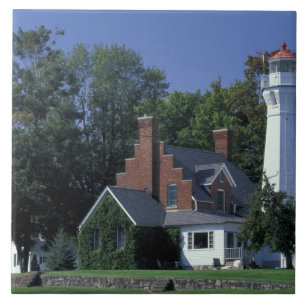 Azulejo De Cerámica Estados Unidos, Michigan, Lago Huron. Puerto Sanil