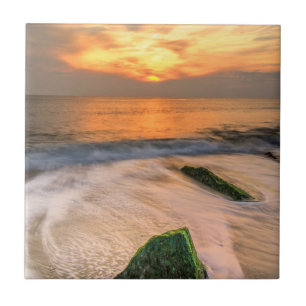 Azulejo De Cerámica Estados Unidos, Nueva Jersey, Cabo de Mayo. Escena