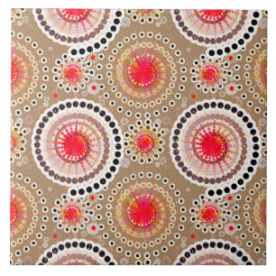 Azulejo De Cerámica Estallidos y pinzas, taupe, rojo, blanco