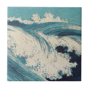Azulejo De Cerámica Estampa antigua japonesa de bloque de madera de ol