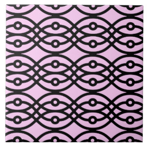 Azulejo De Cerámica Estampa de kimono, rosa hielo y negro