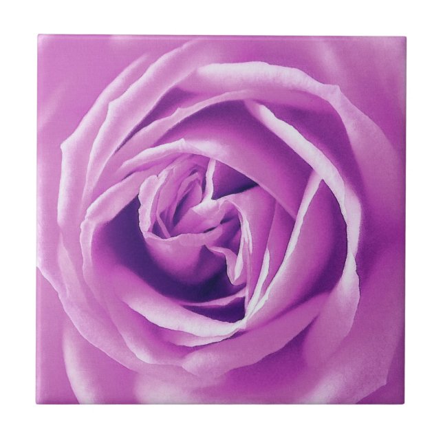 Azulejo De Cerámica Estampa de rosa lavanda (Frente)