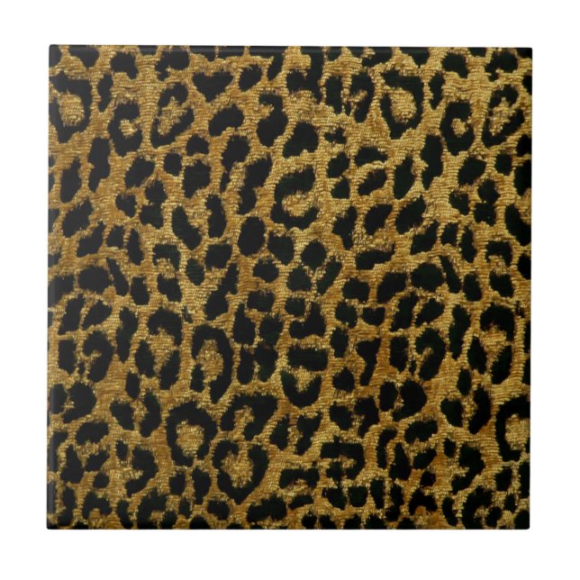 Azulejo de cerámica estampado con leopardo negro d (Frente)