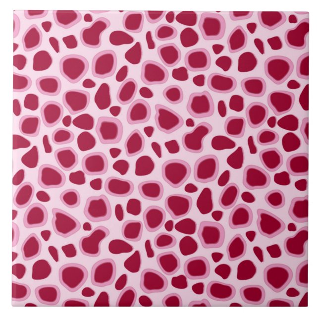 Azulejo De Cerámica Estampado de leopardo - Burdeos y Rosa (Frente)