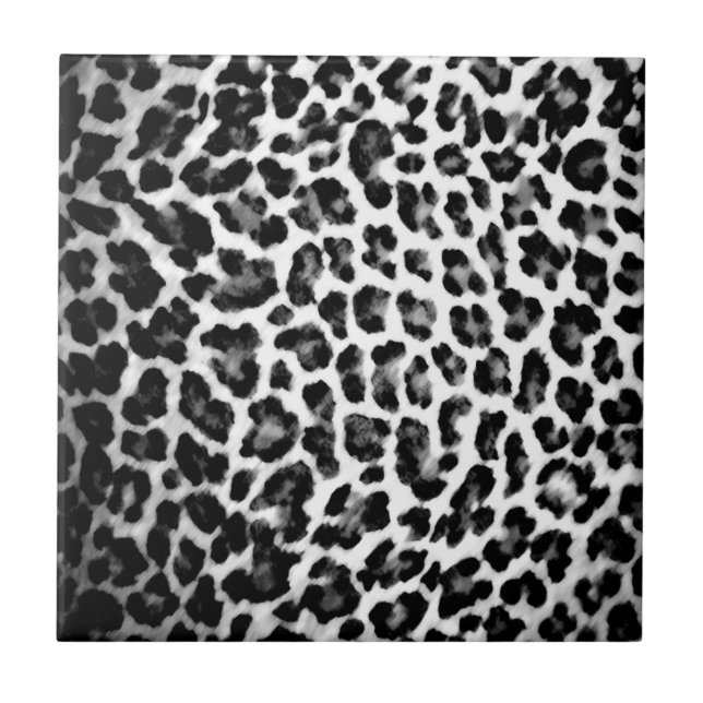Azulejo De Cerámica Estampado leopardo negro y blanco (Frente)
