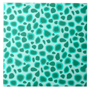Azulejo De Cerámica Estampado leopardo - turquesa y aguamarina